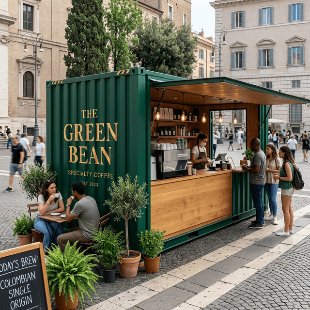 Pop-up kaffebar i shippingcontainer