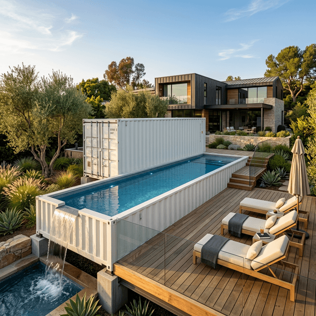 Luksuriøst basseng laget av container